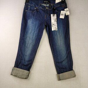 Kensie Mecca Wash Cuffed Denim Jeans Size 25 Blue Slim Fit Stud Casual Edgy Punk